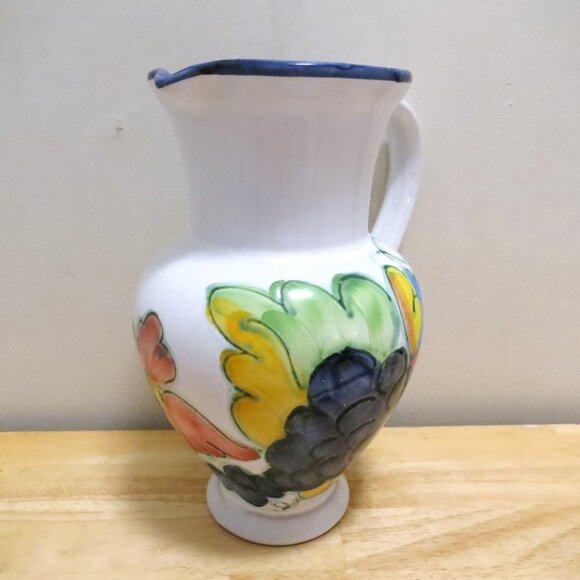 Himark Large 8.5" Jug Pitcher Fruit Flower Signed Celina Hand Painted Portugal - Picture 2 of 7